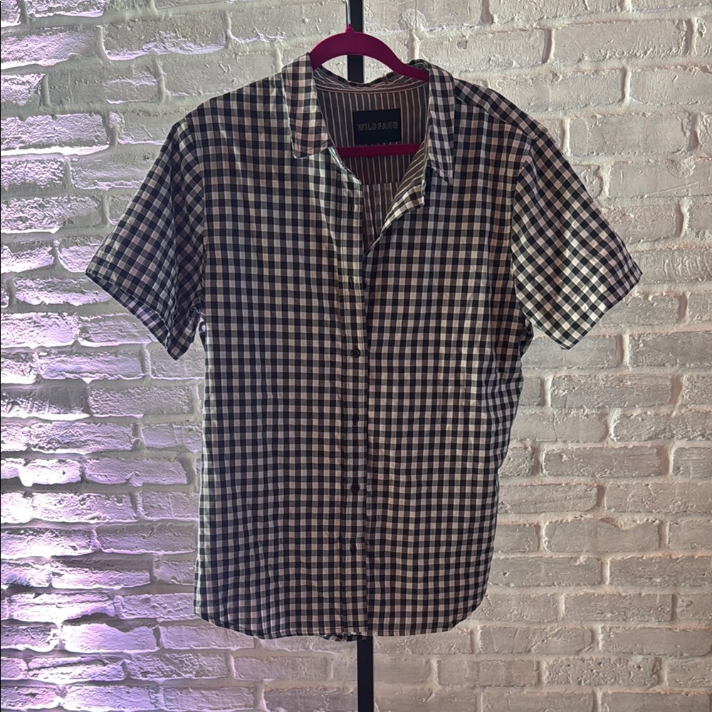 Wildfang Black and White Casual Button Down Shirt